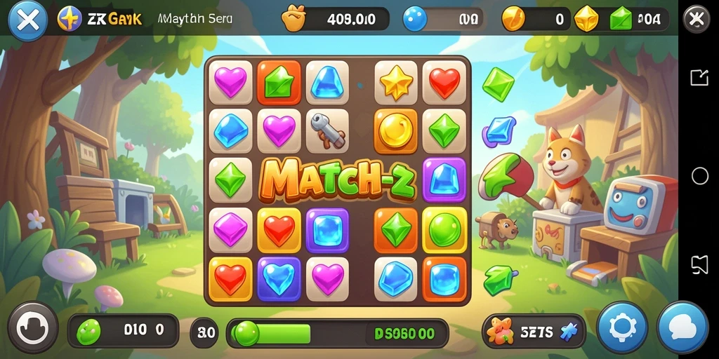 Gameplay seru 5ZK dengan tantangan Match-3 yang menarik.