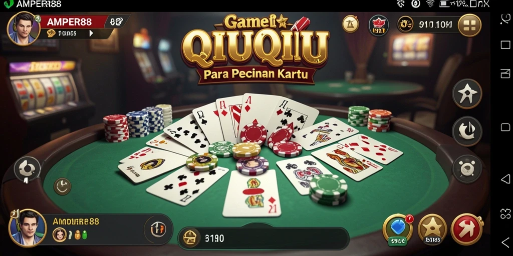 Tangkapan layar menunjukkan momen mendebarkan dalam permainan QiuQiu.