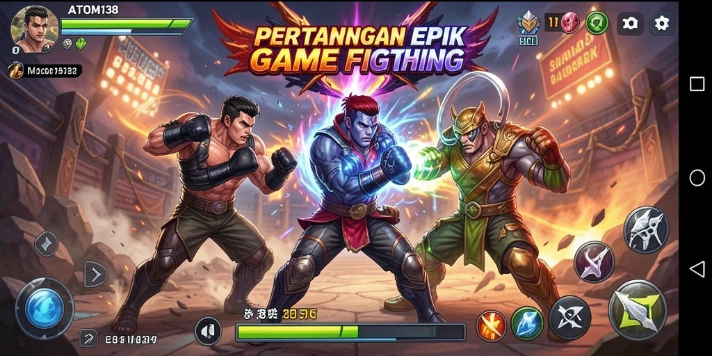 Tampilan gameplay seru dengan pertarungan karakter unik.