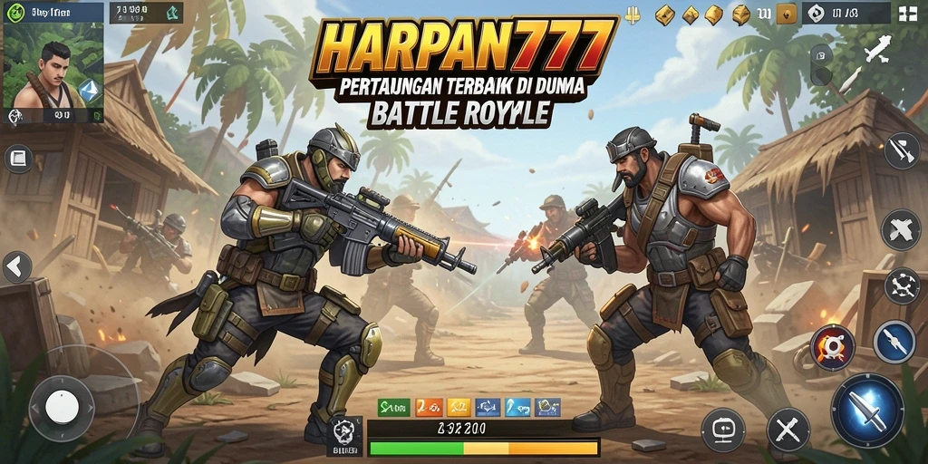 Tampilan gameplay seru dalam pertarungan Battle Royale di HARAPAN777.
