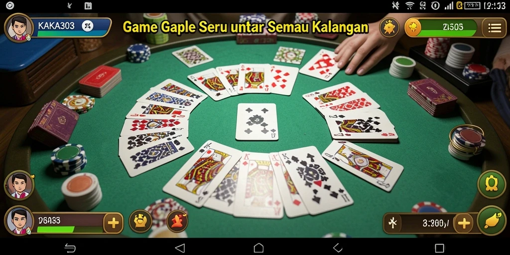 Tampilan gameplay Gaple KAKA303 yang menarik dan seru.