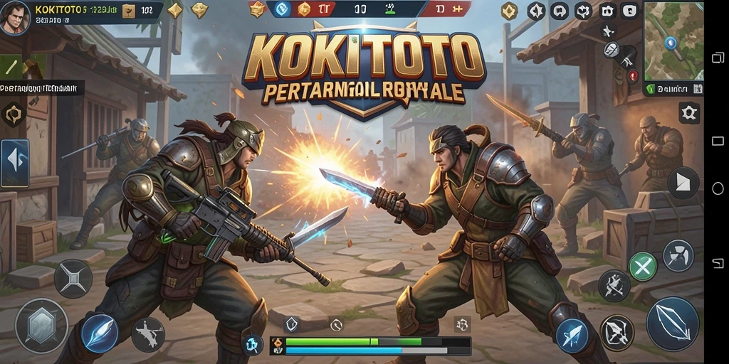 Screenshot KOKITOTO menampilkan aksi seru dalam pertarungan Battle Royale.