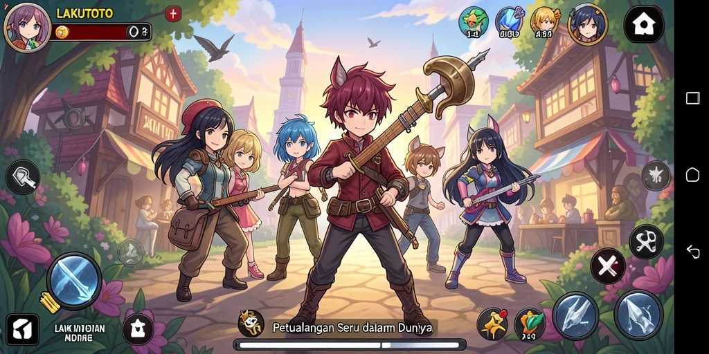 Tampilan gameplay menarik di LAKUTOTO dengan karakter anime yang menawan.