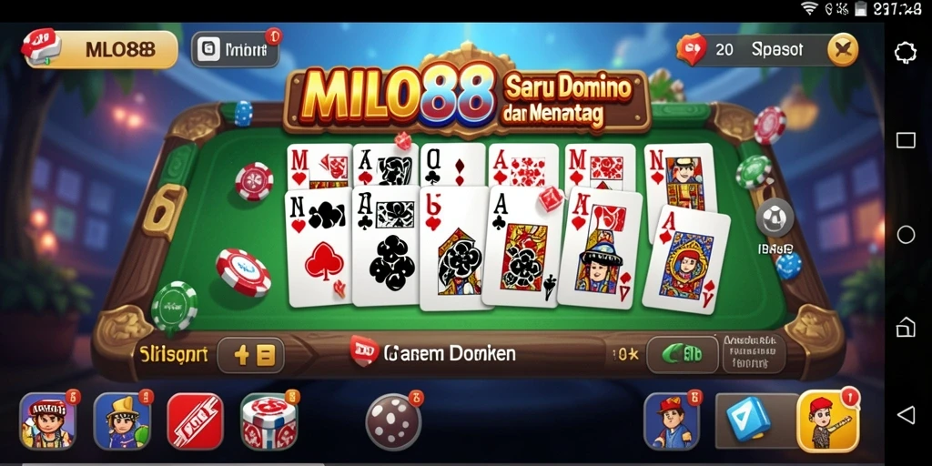 Tampilan gameplay seru di MILO88 dengan Domino klasik.