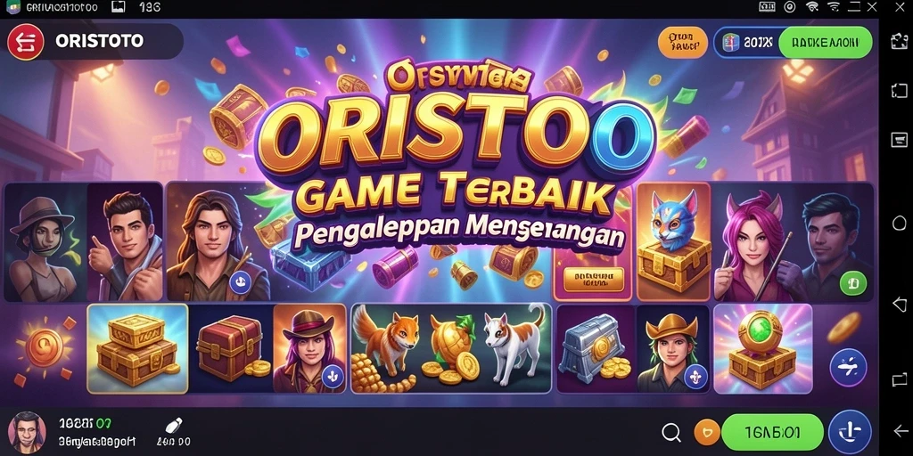 Tampilan gameplay ORISTOTO yang penuh warna dan menarik.