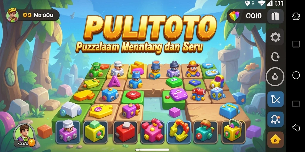 Screenshot permainan PULITOTO yang menunjukkan gameplay puzzle yang mendebarkan.