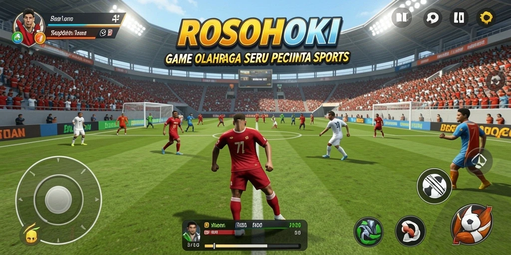 Tangkapan layar utama dari gameplay seru ROSOHOKI menampilkan aksi olahraga yang mendebarkan.