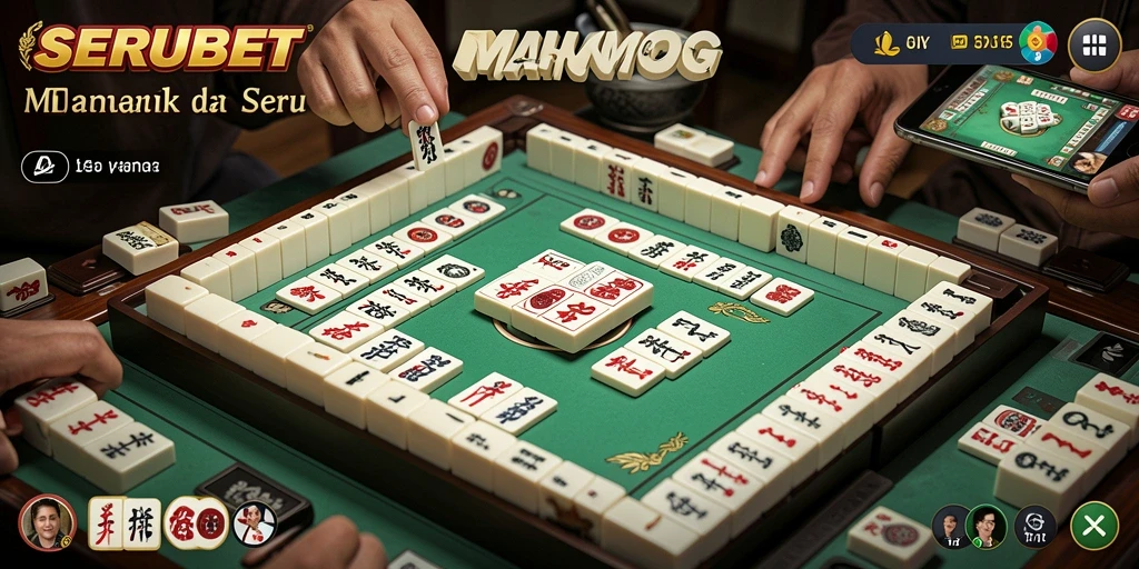 Tampilan gameplay menarik dari SERUBET dengan ubin Mahjong.