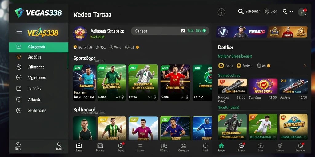 Tampilan utama VEGAS338 menampilkan berbagai opsi taruhan olahraga.